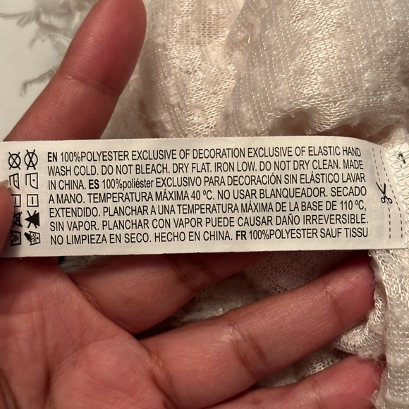 White Faux Feather Crop Long Sleeve - Woman Size M - Picture 5 of 5